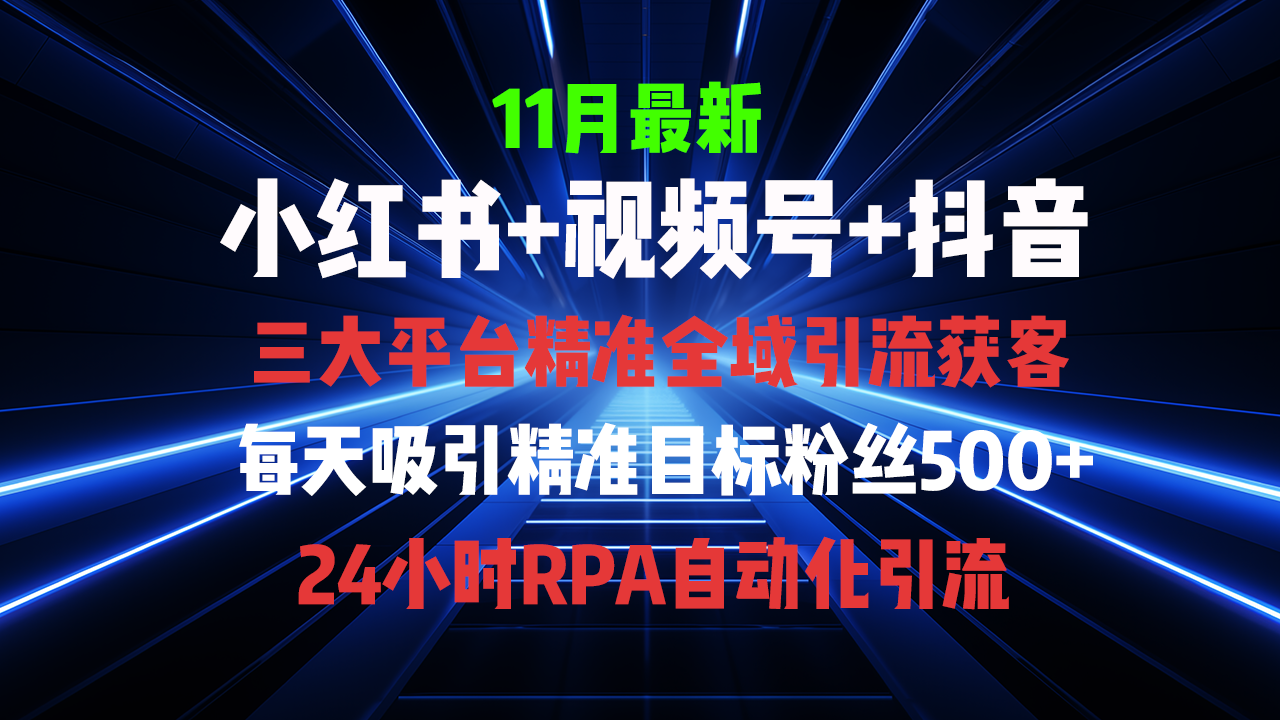 【2024.11.08】全域多平台引流私域打法，小红书，视频号，抖音全自动获客，截流自热百度网盘免费下载-芽米宝库