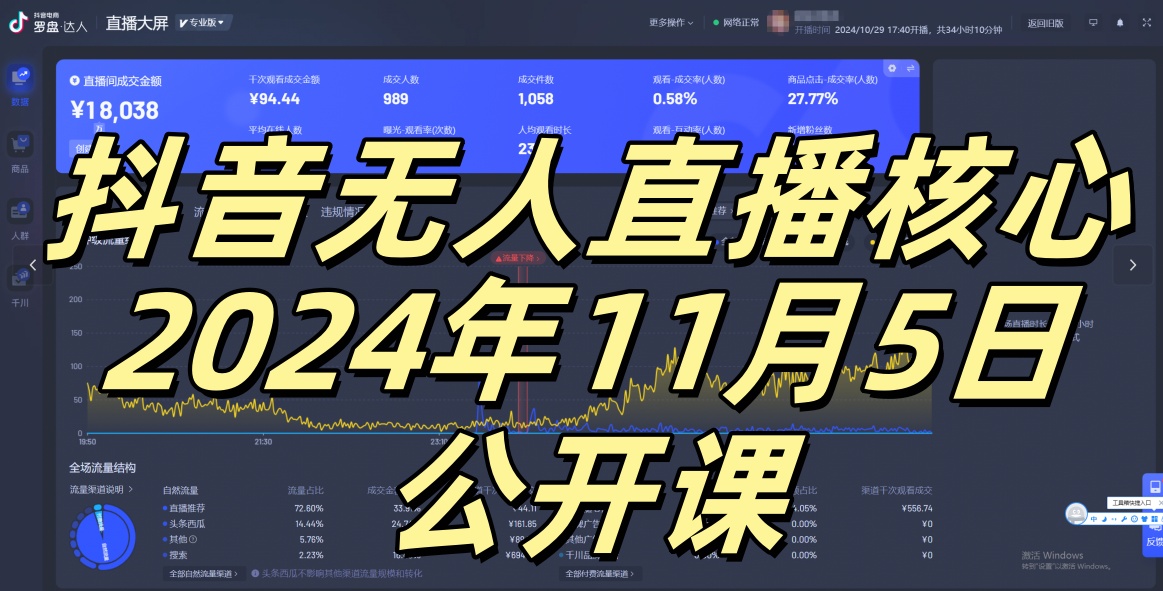 【2024.11.07】抖音无人直播核心公开课，咸鱼翻身小白可做带有睡后收入月入过万太简单百度网盘免费下载-芽米宝库