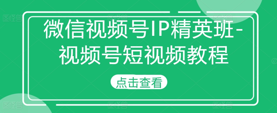 【2024.11.06】微信视频号IP精英班-视频号短视频教程百度网盘免费下载-芽米宝库