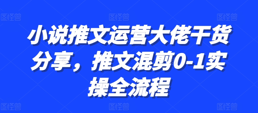 图片[1]-【2024.11.02】小说推文运营大佬干货分享，推文混剪0-1实操全流程百度网盘免费下载-芽米宝库