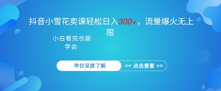 图片[1]-【2024.11.01】抖音硬核小雪花卖课，单日轻松3张，可多号操作百度网盘免费下载-芽米宝库