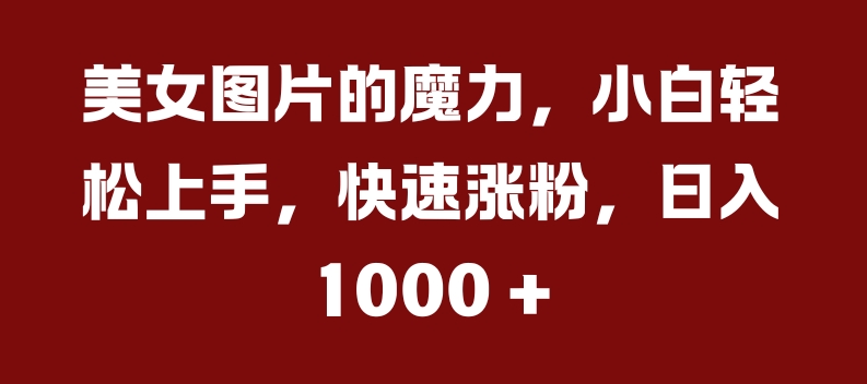 图片[1]-【2024.10.31】美女图片的魔力，小白轻松上手，快速涨粉，日入1000+百度网盘免费下载-芽米宝库