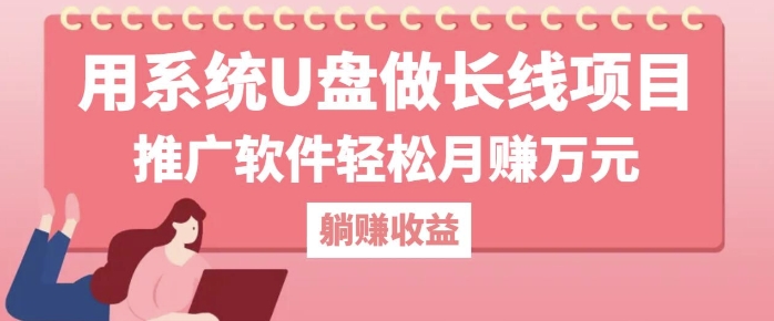 【2024.10.27】用系统U盘做长线项目，推广软件轻松月入过W百度网盘免费下载-芽米宝库