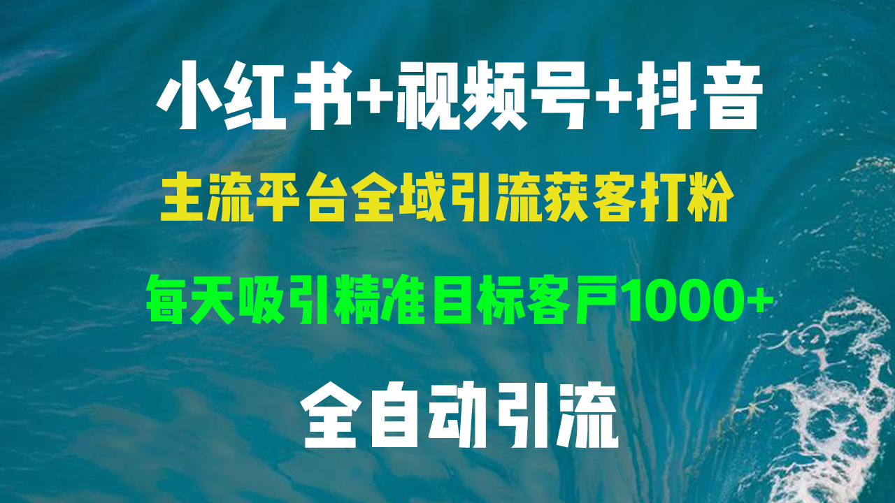 【2024.10.26】小红书，视频号，抖音主流平台全域引流获客打粉，每天吸引精准目标客户1000+百度网盘免费下载-芽米宝库