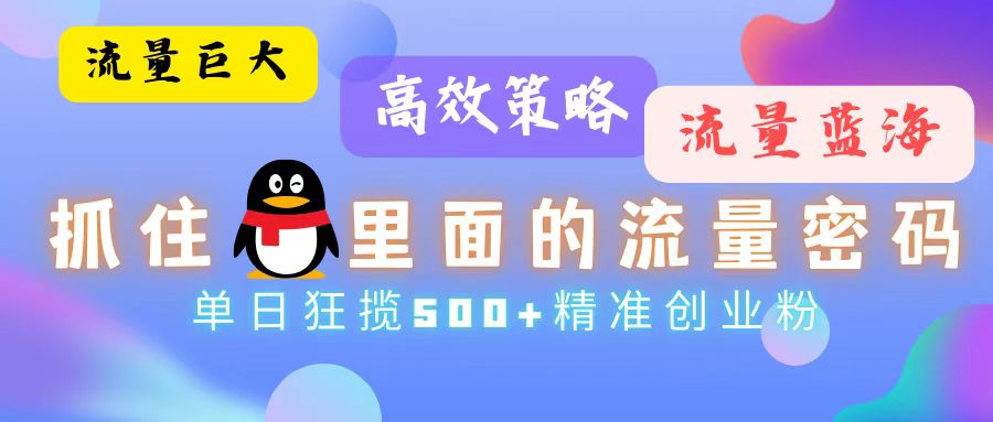 【2024.10.23】流量蓝海，抓住QQ里面的流量密码！高效策略，单日狂揽500+精准创业粉百度网盘免费下载-芽米宝库