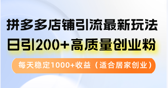 【2024.10.10】拼多多店铺引流最新玩法，日引200+高质量创业粉，每天稳定1000+收益（适合居家创业）百度网盘免费下载-芽米宝库