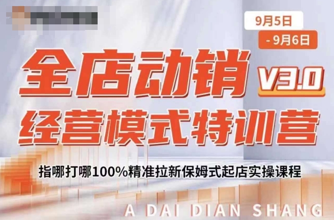 图片[1]-【2024.10.01】全店动销经营模式特训营，指哪打哪100%精准拉新保姆式起店实操课程百度网盘免费下载-芽米宝库