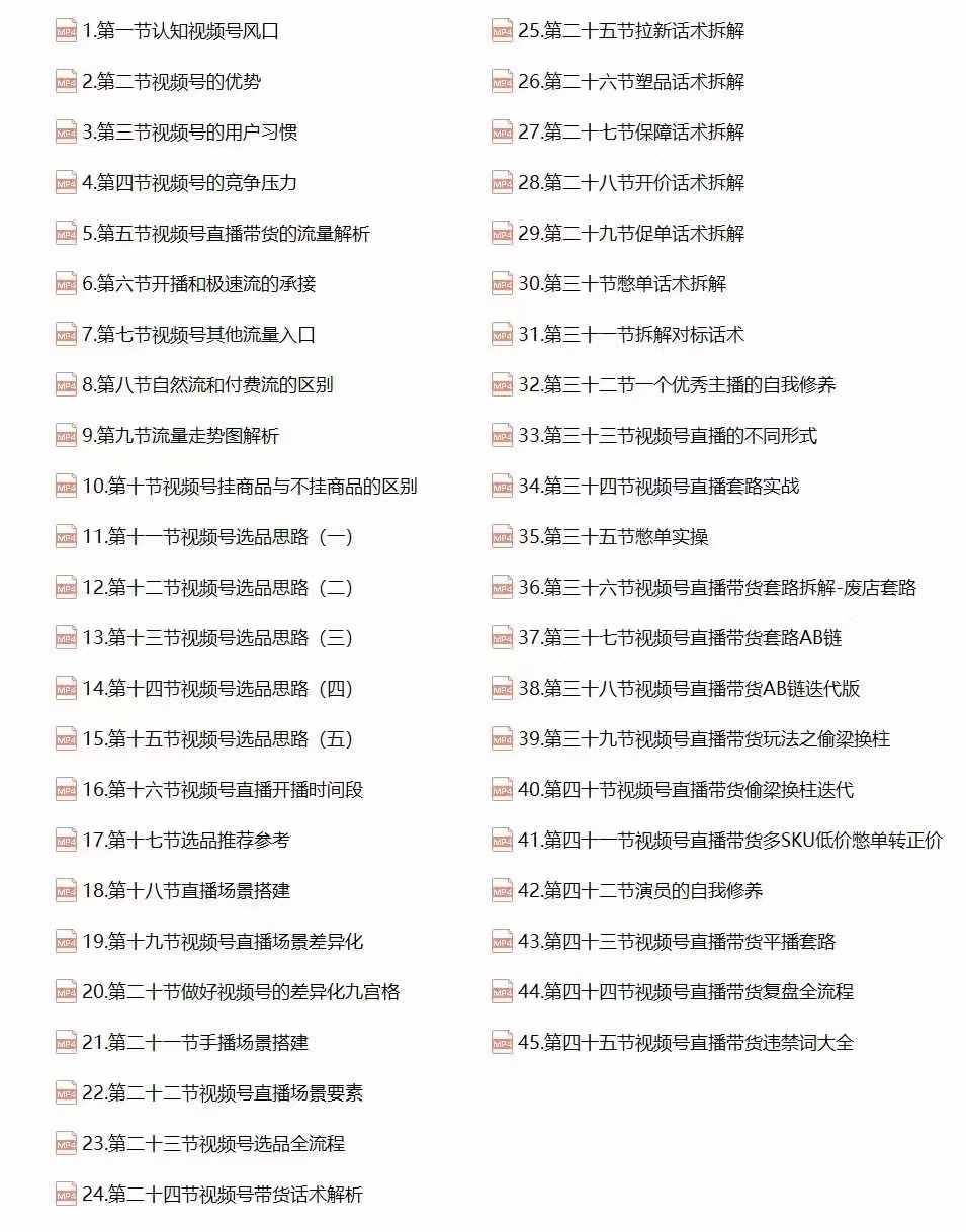 图片[2]-【2024.10.01】视频号直播带货教程：选品思路与话术拆解/掌握多种带货套路/提升直播效果百度网盘免费下载-芽米宝库