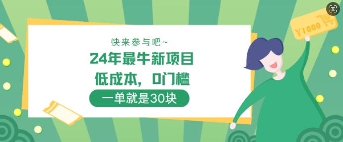 图片[1]-【2024.09.30】24年最牛新项目，低成本，0门槛 ，一单就是30块，轻松月入1w百度网盘免费下载-芽米宝库