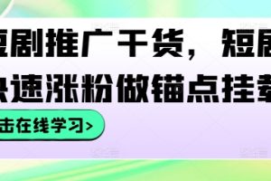 【2024.09.27】短剧推广干货，短剧快速涨粉做锚点挂载百度网盘免费下载-芽米宝库