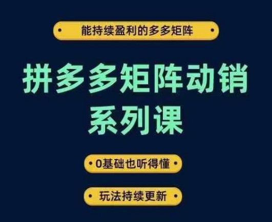 图片[1]-【2024.09.26】拼多多矩阵动销系列课，能持续盈利的多多矩阵，0基础也听得懂，玩法持续更新百度网盘免费下载-芽米宝库