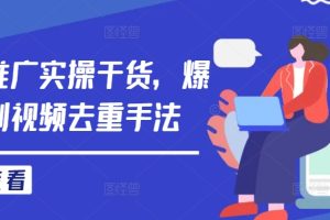 【2024.09.26】短剧推广实操干货，爆款短剧视频去重手法百度网盘免费下载-芽米宝库