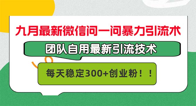 图片[1]-【2024.09.26】九月最新微信问一问暴力引流术，团队自用引流术，每天稳定300+创业粉百度网盘免费下载-芽米宝库