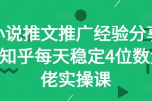 【2024.09.25】小说推文推广经验分享—知乎每天稳定4位数大佬实操课百度网盘免费下载-芽米宝库