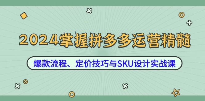 图片[1]-【2024.09.25】2024掌握拼多多运营精髓：爆款流程、定价技巧与SKU设计实战课百度网盘免费下载-芽米宝库