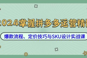 【2024.09.25】2024掌握拼多多运营精髓：爆款流程、定价技巧与SKU设计实战课百度网盘免费下载-芽米宝库