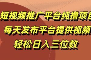 【2024.09.22】短视频推广平台纯撸项目，每天发布平台提供视频，轻松日入三位数百度网盘免费下载-芽米宝库