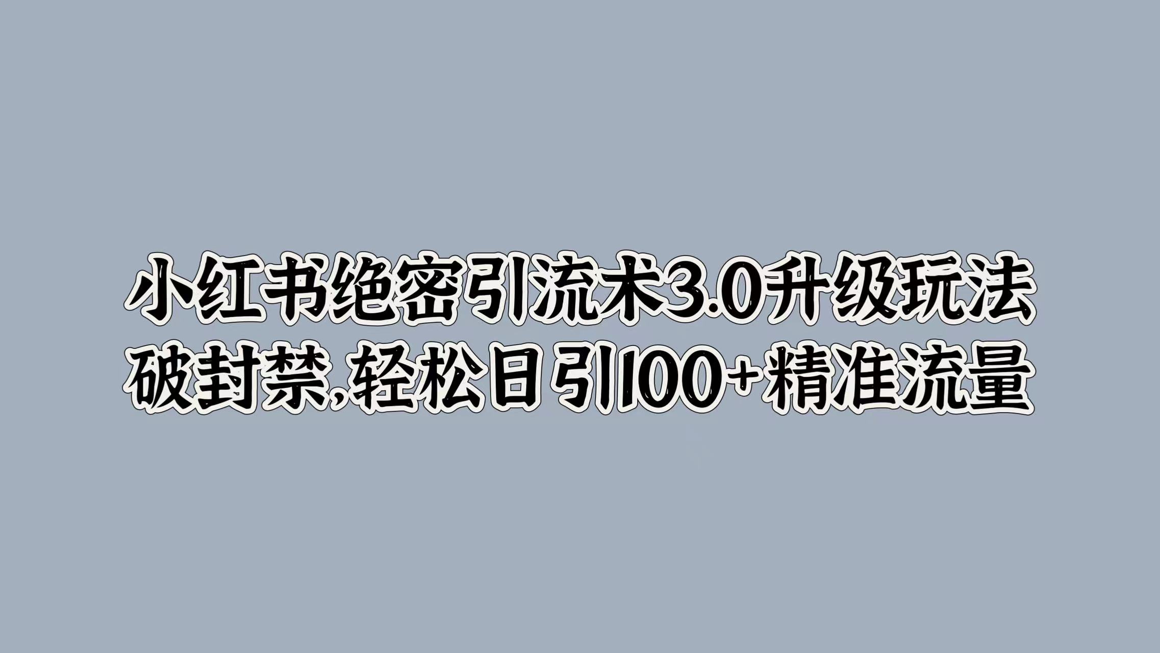 图片[1]-【2024.09.21】小红书绝密引流术3.0升级玩法，破封禁，轻松日引100+精准流量百度网盘免费下载-芽米宝库