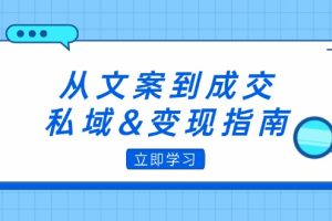 【2024.09.20】从文案到成交，私域&变现指南：朋友圈策略+文案撰写+粉丝运营实操百度网盘免费下载-芽米宝库