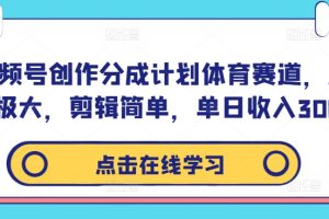 【2024.09.19】视频号创作分成计划体育赛道，流量极大，剪辑简单，单日收入300+百度网盘免费下载-芽米宝库