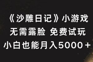 【2024.09.19】《沙雕日记》小游戏，无需露脸免费试玩，小白也能月入5000+百度网盘免费下载-芽米宝库