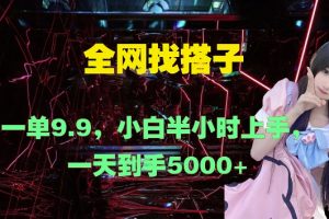 【2024.09.17】全网找搭子，一单9.9.小白半小时上手，一天到手几张百度网盘免费下载-芽米宝库