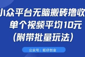 【2024.09.16】小众平台无脑搬砖撸收益 单个视频平均10元 (附带批量玩法)百度网盘免费下载-芽米宝库