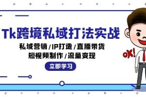 【2024.09.16】Tk跨境私域打法实战：私域营销/IP打造/直播带货/短视频制作/流量变现百度网盘免费下载-芽米宝库