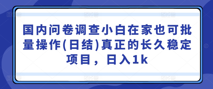 图片[1]-【2024.09.15】国内问卷调查，小白在家也可批量操作(日结)，真正的长久稳定项目，日入1k百度网盘免费下载-芽米宝库