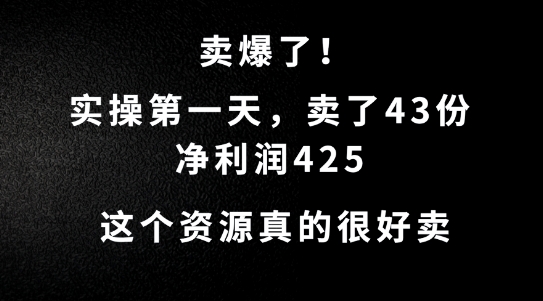 图片[1]-【2024.09.14】这个资源，需求很大，实操第一天卖了43份，净利润425百度网盘免费下载-芽米宝库