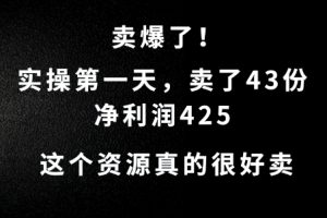 【2024.09.14】这个资源，需求很大，实操第一天卖了43份，净利润425百度网盘免费下载-芽米宝库