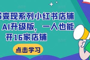 【2024.09.13】小红书变现系列小红书店铺变现，AI升级版，一人也能开16家店铺百度网盘免费下载-芽米宝库