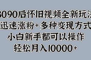【2024.09.13】8090后怀旧视频全新玩法，迅速涨粉+多种变现方式，小白新手都可以操作百度网盘免费下载-芽米宝库