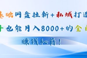 【2024.09.11】零基础网盘拉新+私域引流：新手也能月入50000+的全自动赚钱秘籍!百度网盘免费下载-芽米宝库