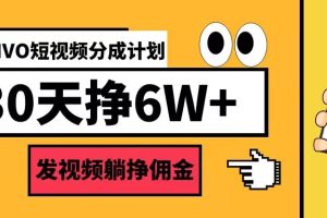 【2024.09.08】VIVO短视频分成计划30天6W+，发视频躺挣佣金百度网盘免费下载-芽米宝库