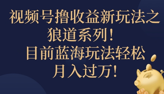 图片[1]-【2024.09.07】视频号暴力撸收益新玩法之狼道系列，目前蓝海玩法轻松月入过万百度网盘免费下载-芽米宝库