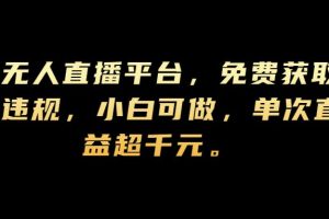 【2024.09.05】新兴无人直播平台，免费获取权限，不违规，小白可做，单次直播收益超千元百度网盘免费下载-芽米宝库