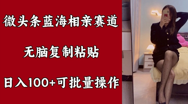 图片[1]-【2024.08.31】微头条蓝海相亲赛道，无脑复制粘贴，日入100+，可批量操作百度网盘免费下载-芽米宝库