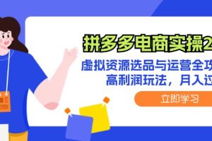 【2024.08.30】拼多多电商实操2.0：虚拟资源选品与运营全攻略，高利润玩法，月入过万百度网盘免费下载-芽米宝库