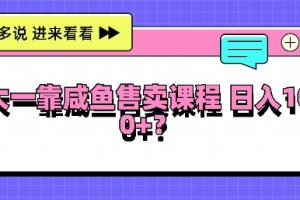 【2024.08.29】大一在学校靠咸鱼挂售课程，日入100+百度网盘免费下载-芽米宝库