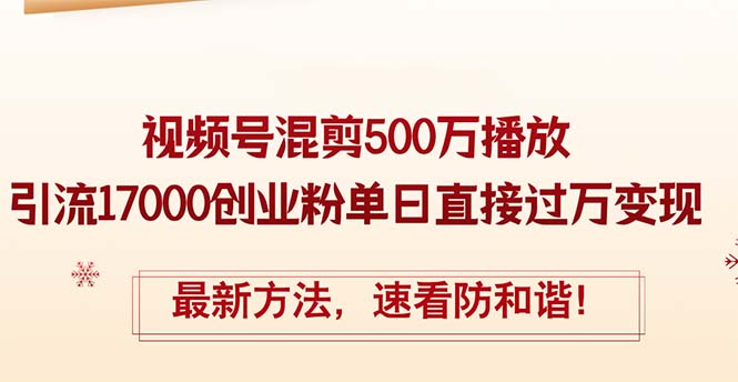 图片[1]-【2024.08.31】精华帖视频号混剪500万播放引流17000创业粉，单日直接过万变现，最新方法百度网盘免费下载-芽米宝库