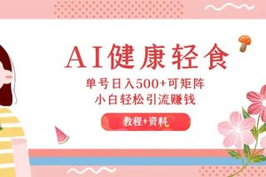 【2024.08.31】AI健康轻食，单号日入500+可矩阵，小白轻松引流赚钱（教程+食谱）百度网盘免费下载-芽米宝库