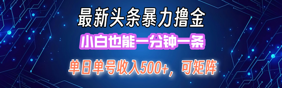图片[1]-【2024.08.31】最新暴力头条掘金日入500+，矩阵操作日入2000+ ，小白也能轻松上手百度网盘免费下载-芽米宝库