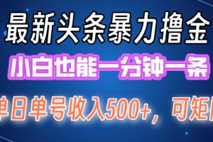 【2024.08.31】最新暴力头条掘金日入500+，矩阵操作日入2000+ ，小白也能轻松上手百度网盘免费下载-芽米宝库