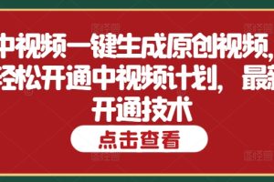 【2024.08.30】中视频一键生成原创视频，轻松开通中视频计划，最新开通技术百度网盘免费下载-芽米宝库