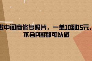 【2024.08.30】做中间商修复照片，一单10到15元，不会P图都可以做百度网盘免费下载-芽米宝库