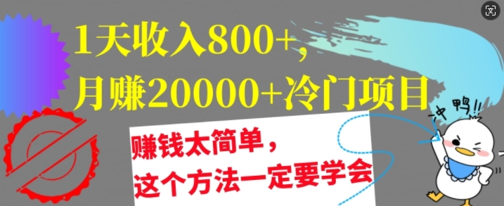 图片[1]-【2024.08.29】1天收入8张，月赚2w+冷门项目，赚钱太简单，这个方法一定要学会百度网盘免费下载-芽米宝库