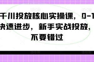 【2024.08.29】千川投放核心实操课，0-1快速进步，新手实战投放，不要错过百度网盘免费下载-芽米宝库