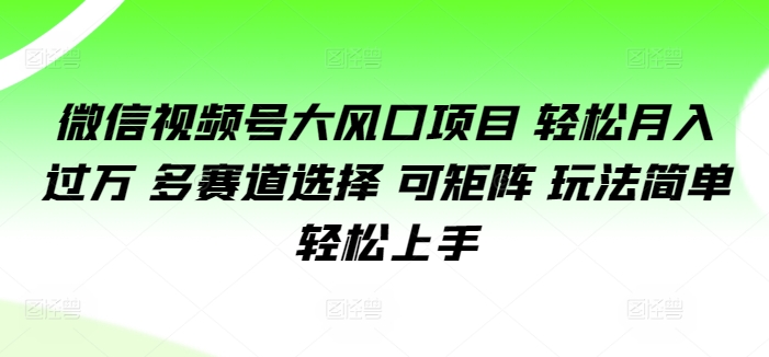 图片[1]-【2024.08.27】微信视频号大风口项目 轻松月入过万 多赛道选择 可矩阵 玩法简单轻松上手百度网盘免费下载-芽米宝库
