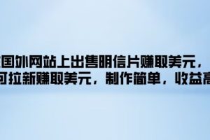 【2024.08.27】在国外网站上出售明信片赚取美元，也可拉新赚取美元，制作简单，收益高百度网盘免费下载-芽米宝库